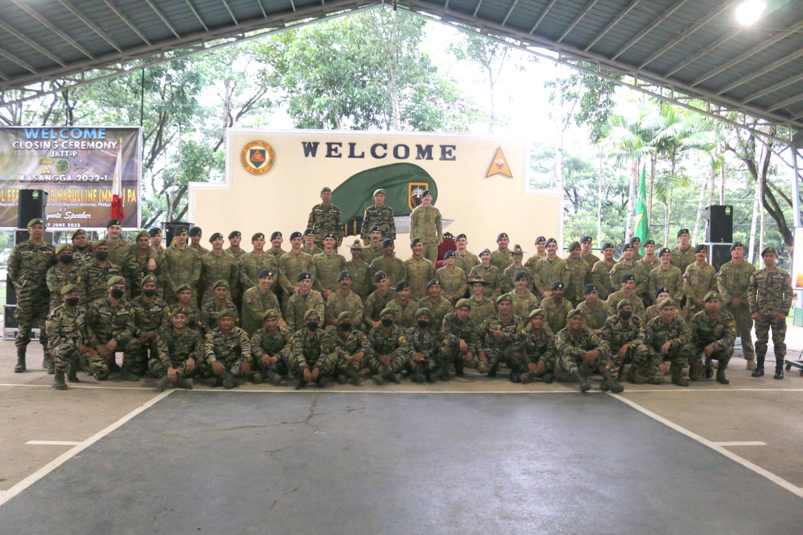 Filipino and Australian troops posing for photo during the Monday closing ceremony of the Philippine-Australian bilateral exercise conducted in Fort Ramon Magsaysay, Nueva Ecija.