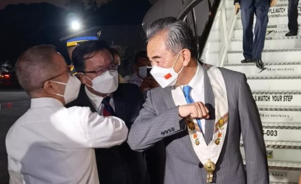 Chinese State Councilor and Foreign Minister Wang Yi arrives in the Philippines on Tuesday, July 5, 2022. Photo from the Chinese Embassy in Manila. STORY: Chinese foreign minister Wang Yi arrives in PH