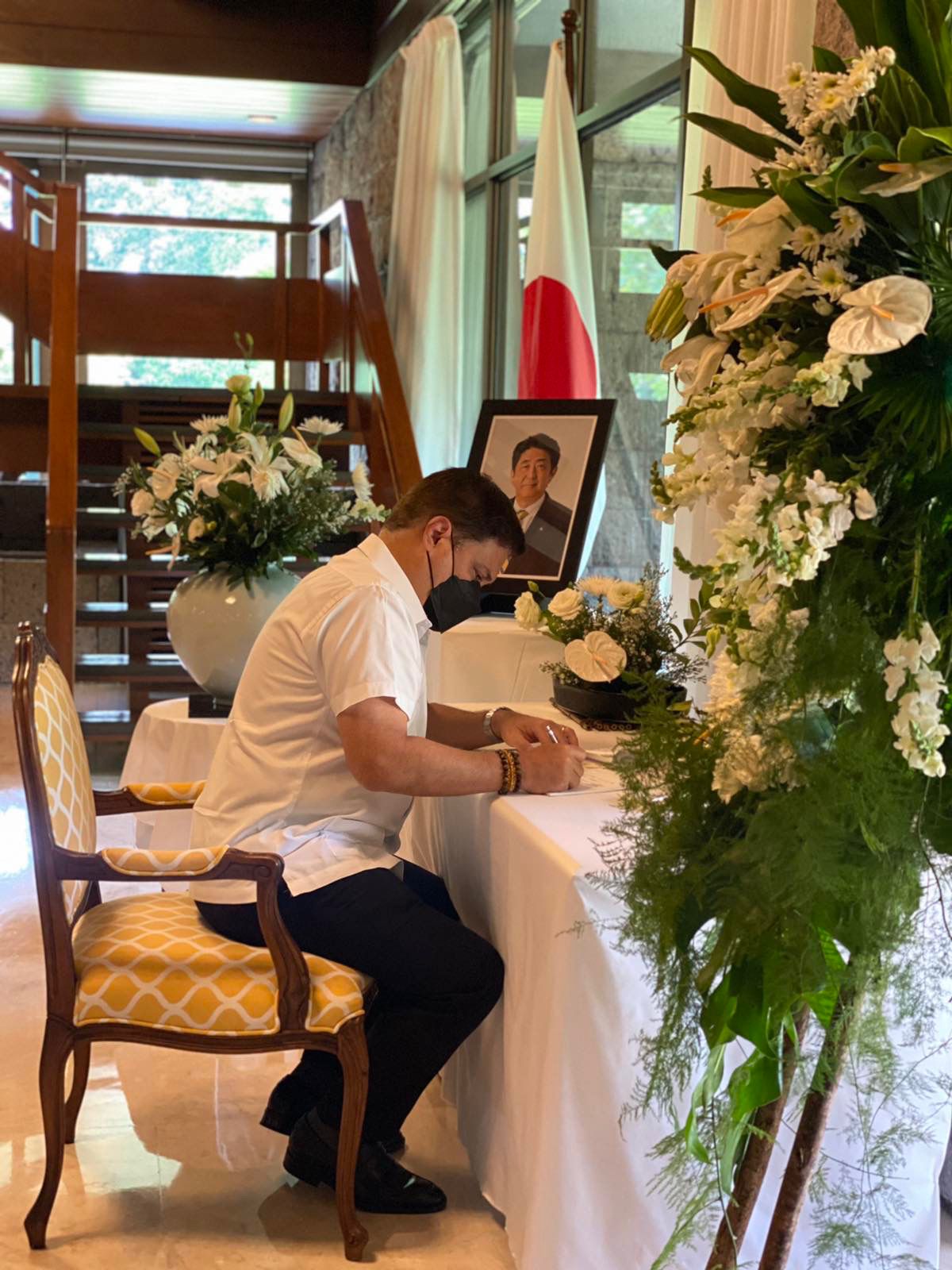 Senate President Pro Tempore Juan Miguel Zubiri signs the Book of Condolences for the death of former Prime Minister Shinzo Abe whose one of the greatest legacies to the Philippines is the Metro Manila Subway