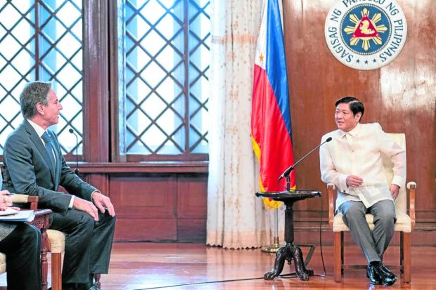 Antony Blinken and Ferdinand Marcos Jr. in Malacañang Palace