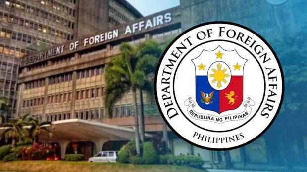 Department of Foreign Affairs building with logo of DFA superimposed. STORY: DFA gears up for repatriation of remains of 5 Filipinos in capsized Chinese fishing boat