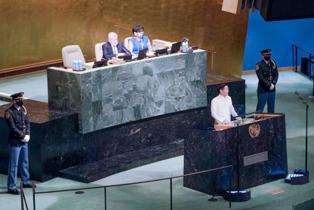 Ferdinand Marcos Jr. at UN General Assembly. STORY: PH on track to higher income status by 2023, Marcos tells UN