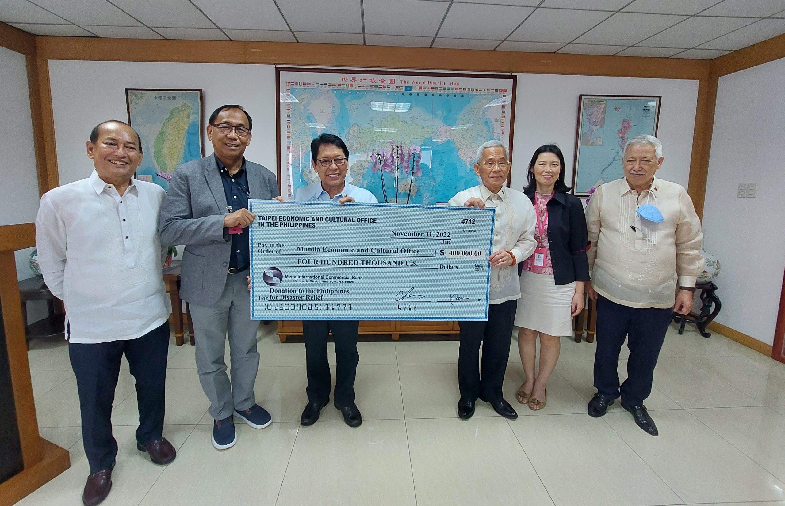The Philippines gets P22.9 million from Taiwan as humanitarian assistance following the onslaught of Severe Tropical Storm Paeng.