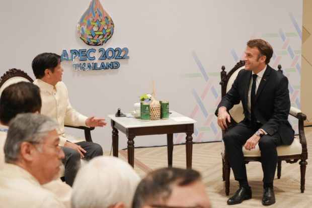 President Ferdinand Marcos Jr. hold separate bilateral meetings with Saudi Crown Prince Mohammed bin Salman and French President Emmanuel Macron on the sidelines of the Apec meet. Courtesy: OPS