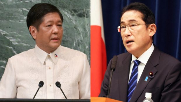 President Bongbong Marcos and Japan Prime Minister Fumio Kishida. Images from AFP/Reuters 