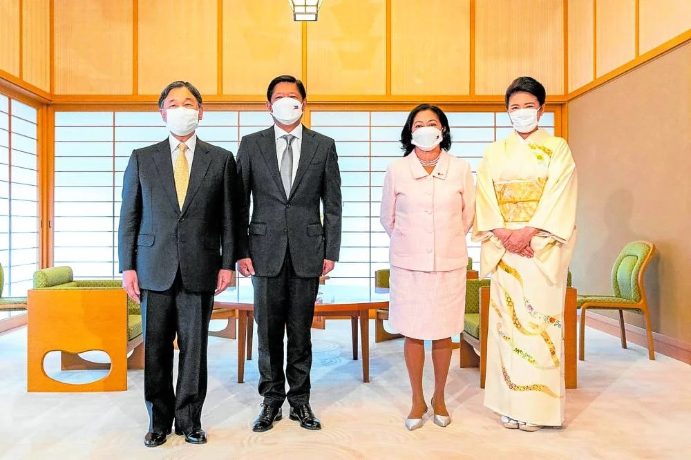 President Marcos and wife Liza Araneta-Marcos during an audience with Japan’s Emperor Naruhito and Empress Masako at the Imperial Palace in Tokyo on Feb. 9.