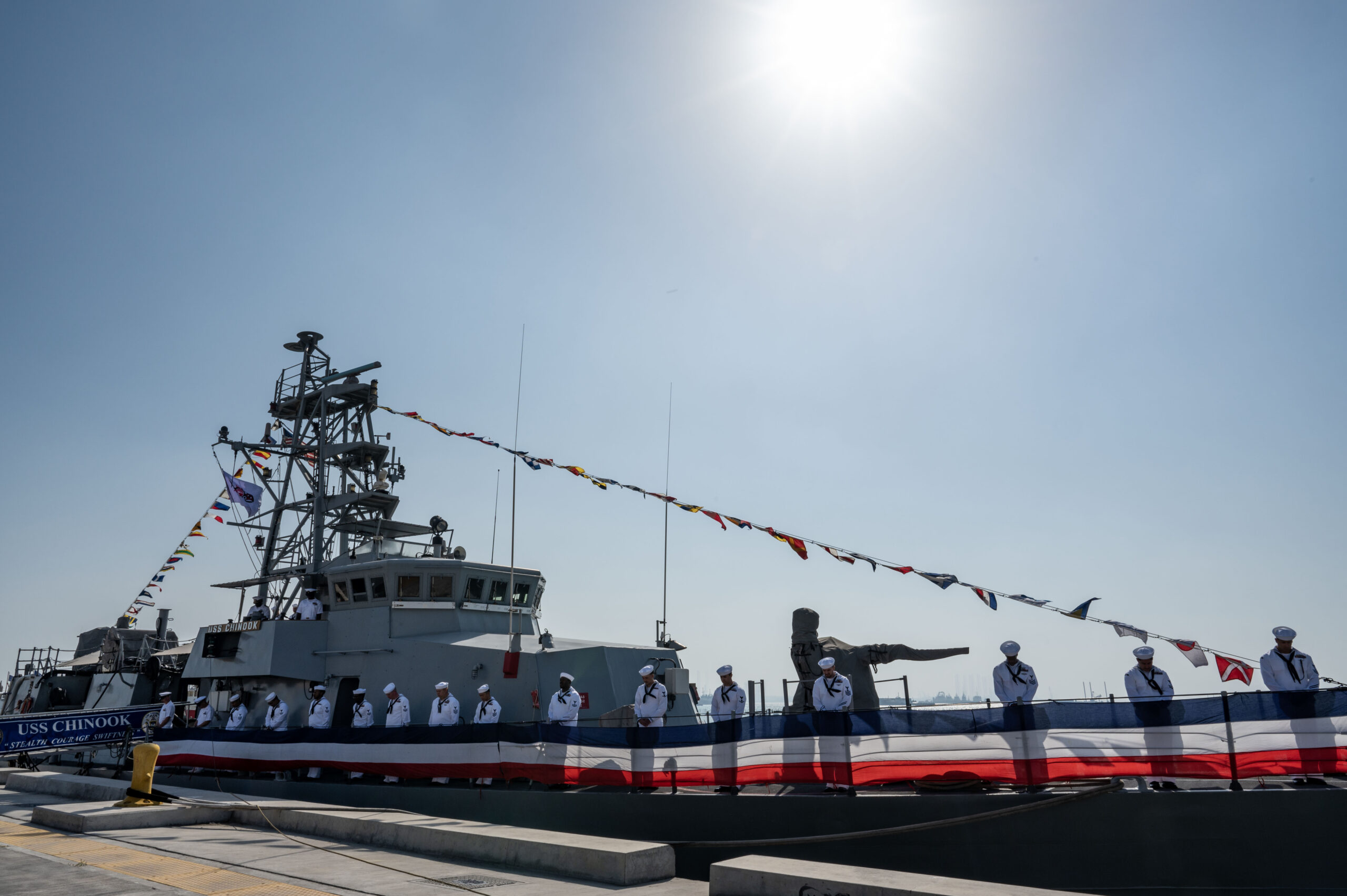 Patrol ship USS Chinook (PC 9) during a decommissioning ceremony in Manama, Bahrain on Tuesday, March 28. 