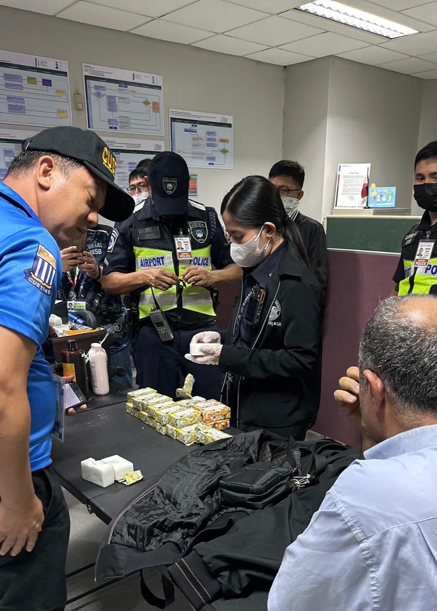 Cocaine worth P28.85 million was seized from a Turkish national at the NAIA