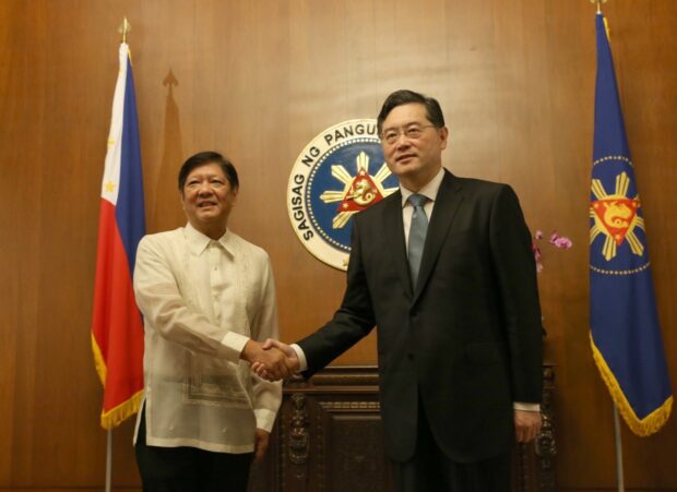 President Ferdinand Marcos Jr. meets with Chinese Foreign Minister Qin Gang in Malacañang. 