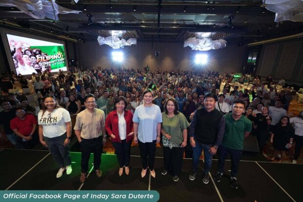 Vice President Sara Duterte meets with OFWs in Singapore on Wednesday, June 14, 2023. (Photo from VP Sara Duterte’s Facebook page)
