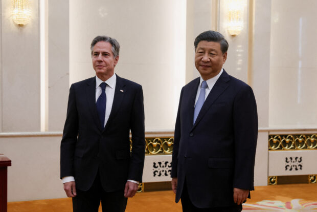 U.S. Secretary of State Antony Blinken meets with Chinese President Xi Jinping in the Great Hall of the People in Beijing, China, June 19, 2023. REUTERS/Leah Millis/Pool