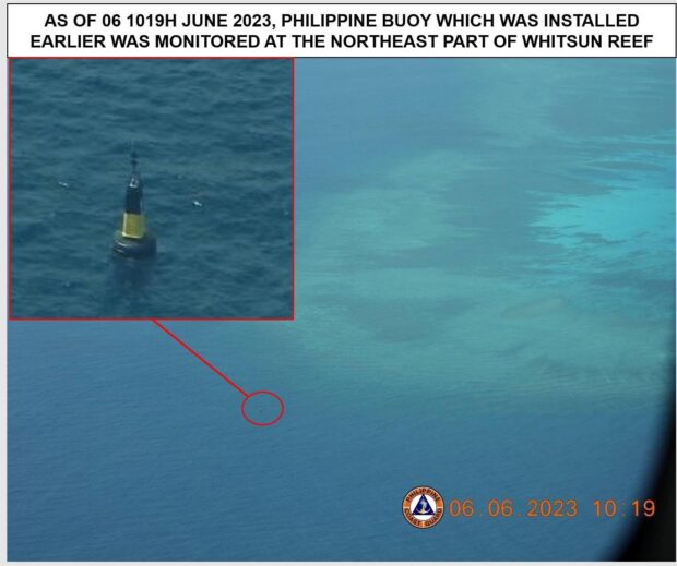 Whitsun Reef buoy. STORY: Two buoys in WPS previously reported as removed still in place