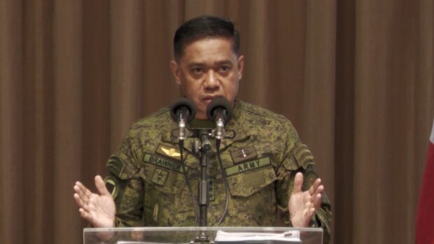 Philippine Army commander Lt. Gen. Romeo Brawner Jr. during press conference at the Philippine Army Officers Clubhouse in Fort Bonifacio, Taguig City, on February 15, 2023. Ryan Leagogo/INQUIRER.net