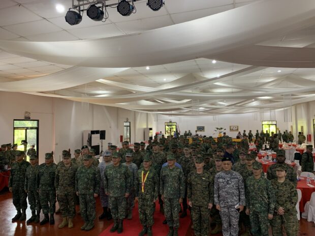 US and Filipino soldiers posing for a group photo during the closing ceremony of Marine Aviation Support Activity held in Camp Aguinaldo in Taguig. INQUIRER.net/John Eric Mendoza