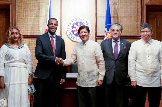 President Ferdinand Marcos Jr. with Ethiopian Ambassador to the Philippines Dessie Dalkie Dukamo on Tuesday, August 15, 2023. Photo from Presidential Communications Office.