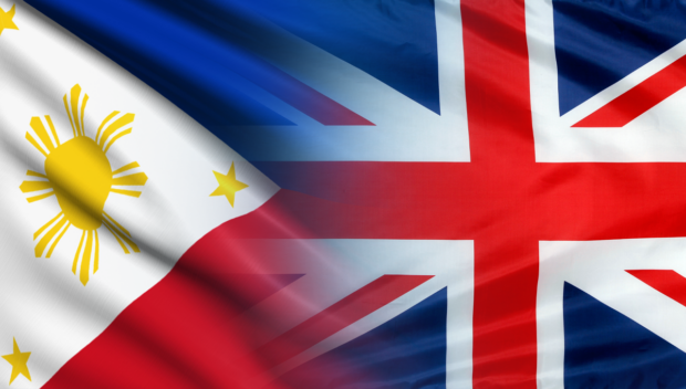 Merging photos of the flags of the Philippines and the United Kingdom