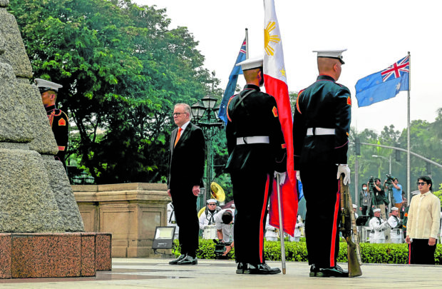 ALLY FROMDOWNUNDER Australian Prime Minister AnthonyAlbanese arrives for a wreath-laying ceremony at the Rizal monument in Manila on Friday. He was the first Australian PM to visit the country since 2003. —MALACAÑANG PHOTO