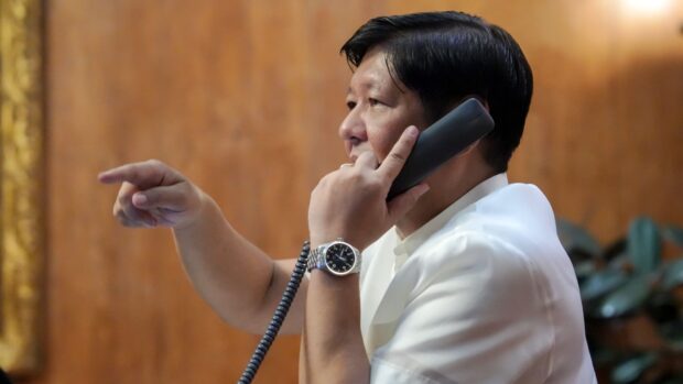 Pres. Ferdinand Marcos Jr. in a call with French President Emmanuel Macron