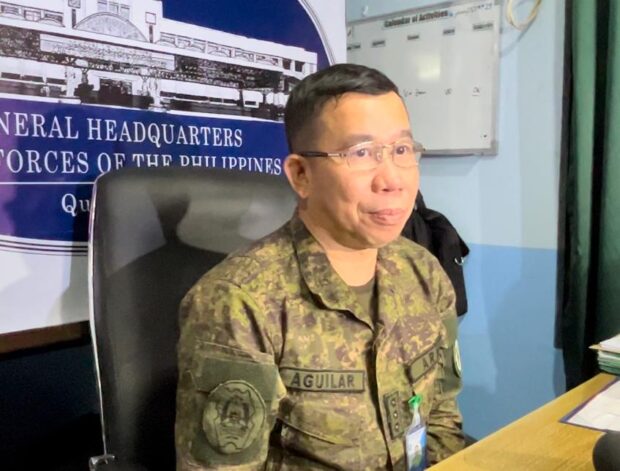 AFP spokesperson Col. Medel Aguilar talks to reporters in an interview in his office. John Eric Mendoza/INQUIRER.net