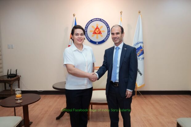 Vice President Sara Duterte met with Israel Ambassador to the Philippines Ilan Fluss at the Department of Education in Pasig City. Photo from Inday Sara Duterte Facebook.