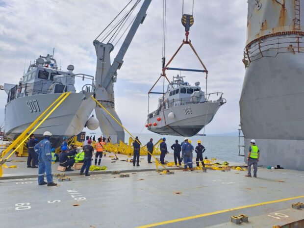 The two Israeli-made gunboats were delivered at East Commodore Posadas Wharf in Cavite City on Saturday, Nov. 18, 2023.
