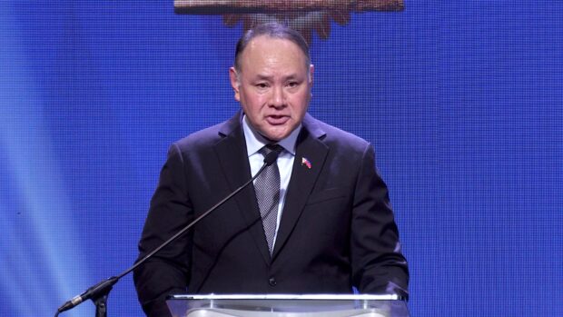 Defense secretary Gilberto Teodoro Jr. delivers his speech at the 22nd General Assembly of the Veterans Confederation of ASEAN Countries 2023 (VECONAC 2023) at Sofitel Philippine Plaza Manila in Pasay City on Tuesday, November 28, 2023. INQUIRER.net/Ryan Leagogo
