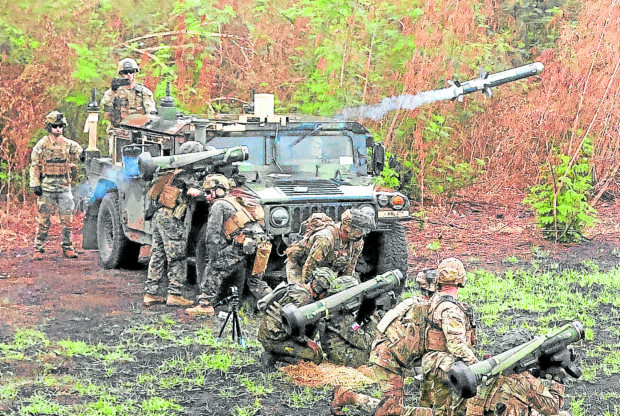 ANTITANK LIVE-FIRE EXERCISE Army and Marine soldiers execute and apply skills during a live-fire exercise in Fort Magsaysay, Palayan City, Nueva Ecija province , to simulate actual combat scenarios. —INQUIRER FILE PHOTO