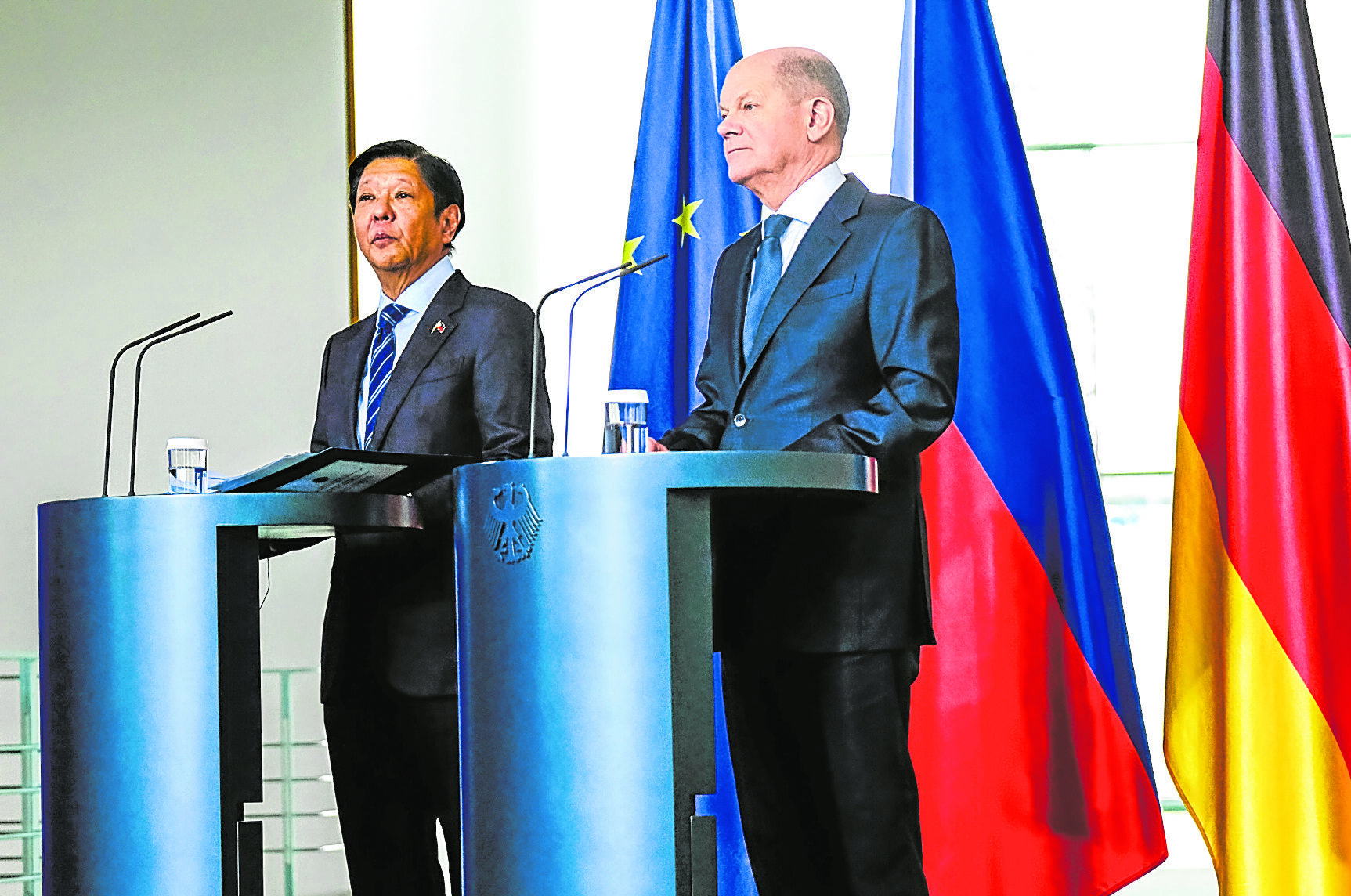 President Marcos and German Chancellor Olaf Scholz take questions from the media