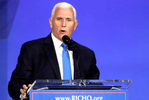 Former U.S. Vice President Mike Pence speaks during the Republican Jewish Coalition Annual Leadership Summit in Las Vegas, Nevada, U.S. 