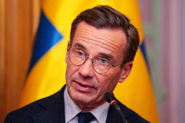 Sweden's Prime Minister Ulf Kristersson speaks during a press conference in Oslo