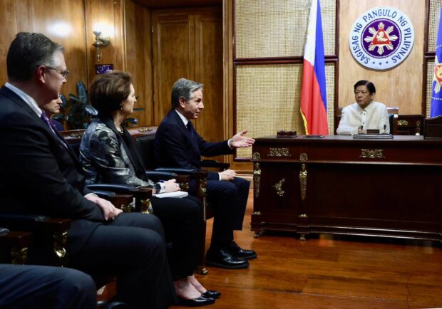 PHOTO: US Secretary of State Antony Blinken meets with President Ferdinand Marcos Jr. at the Malacañan Palace. STORY: Meeting with Blinken ‘absolutely necessary’ for PH-US ties – Marcos