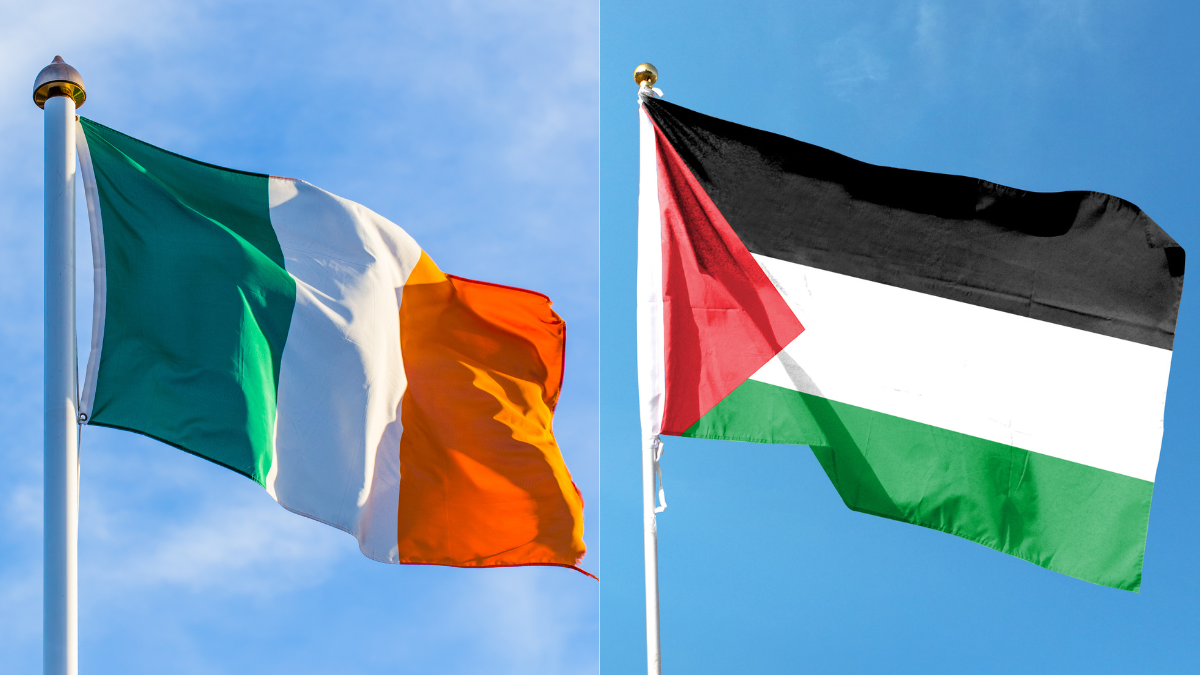 Flags of Ireland and Palestine. INQUIRER STOCK PHOTOS