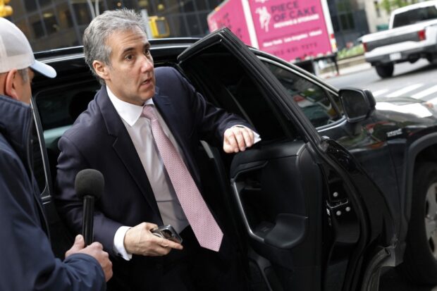 Michael Cohen, former President Donald Trump's former attorney, arrives at his home after leaving Manhattan Criminal Court on May 13, 2024 in New York City. 
