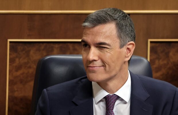 Spain's Prime Minister Pedro Sanchez looks on after delivering a speech to announce that Spain will recognise Palestine as a state on May 28, at the Congress of Deputies in Madrid on May 22, 2024.