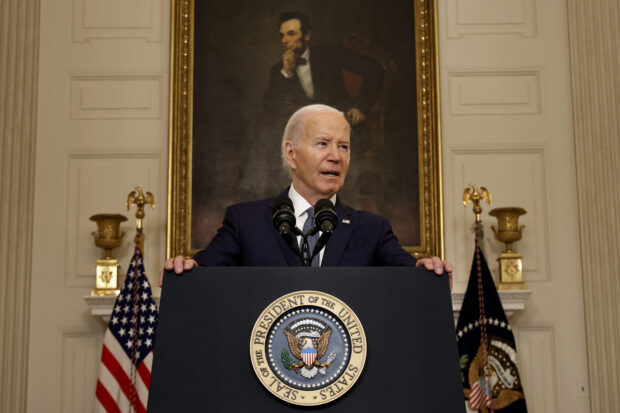 U.S. President Joe Biden announces a proposed ceasefire between Israel and Hamas in Gaza while delivering remarks in the State Dining Room at the White House on May 31, 2024 in Washington, DC. Biden also briefly spoke about former President Donald Trump's conviction in a New York court one day earlier. 