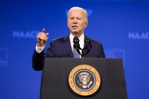 US President Joe Biden speaks during the 115th National Association for the Advancement of Colored People (NAACP) National Convention in in Las Vegas, Nevada, on July 16, 2024. 