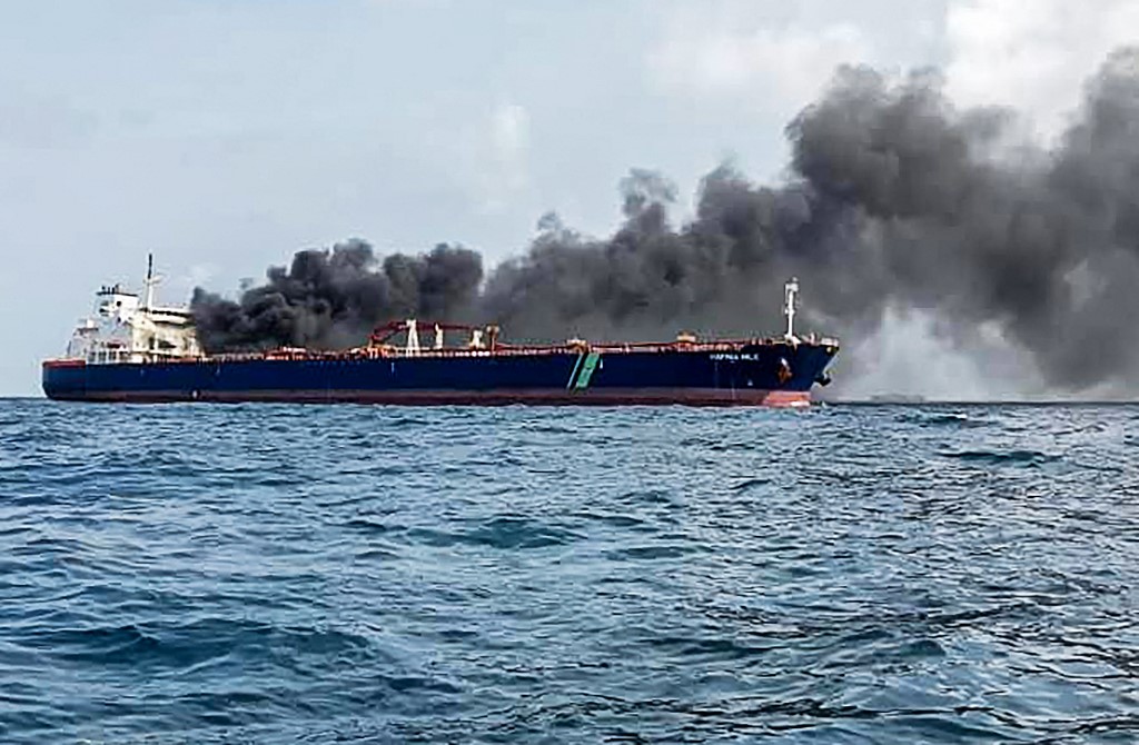 Oil tankers catch fire near Singapore and Malaysia