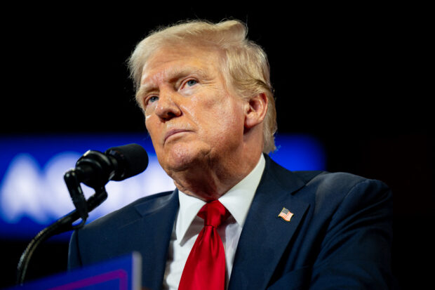 U.S. Republican Presidential nominee former President Donald Trump speaks to attendees during his campaign rally at the Bojangles Coliseum on July 24, 2024 in Charlotte, North Carolina. The rally is the former president's first since President Joe Biden announced he would be ending his reelection bid.   