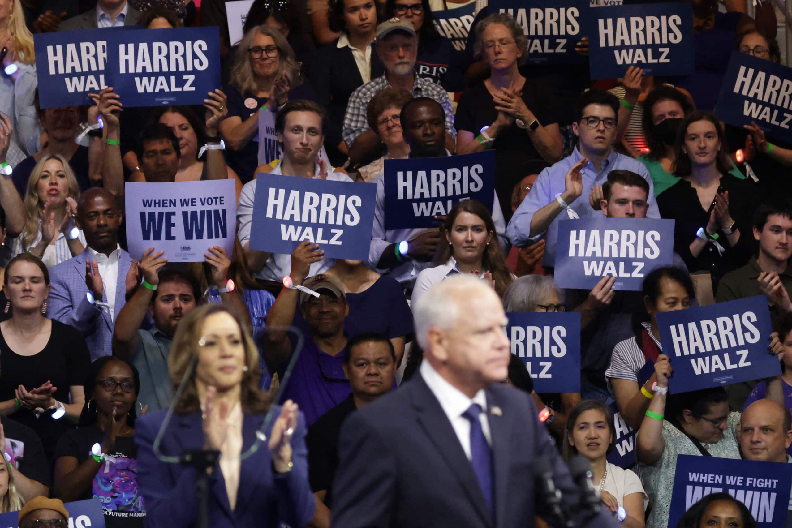 Harris and VP pick Walz address first campaign rally