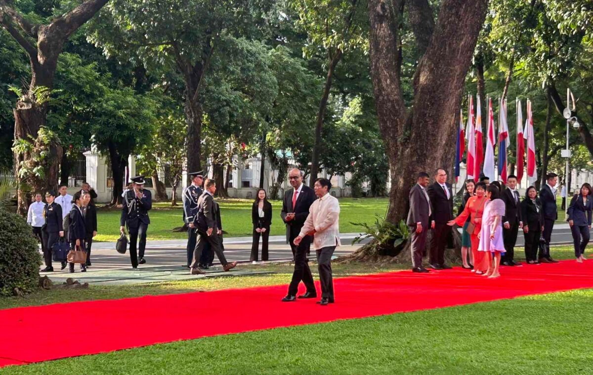 Singapore President Tharman Shanmugaratnam arrives in Malacañang for a bilateral meeting with President Ferdinand Marcos Jr. on Thursday, Aug. 15.