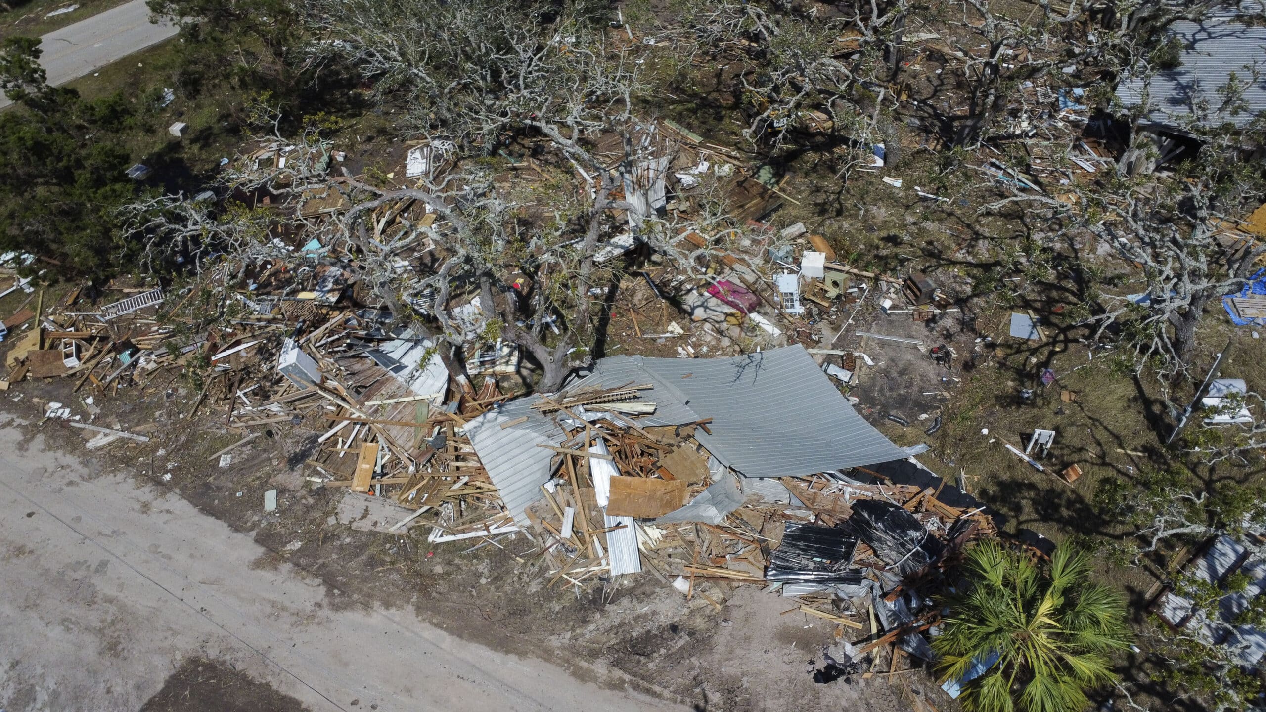 Destruction is seen in the aftermath of Hurricane Helene, in Horseshoe Beach, Fla., Saturday, Sept. 28, 2024. (AP Photo/Stephen Smith)