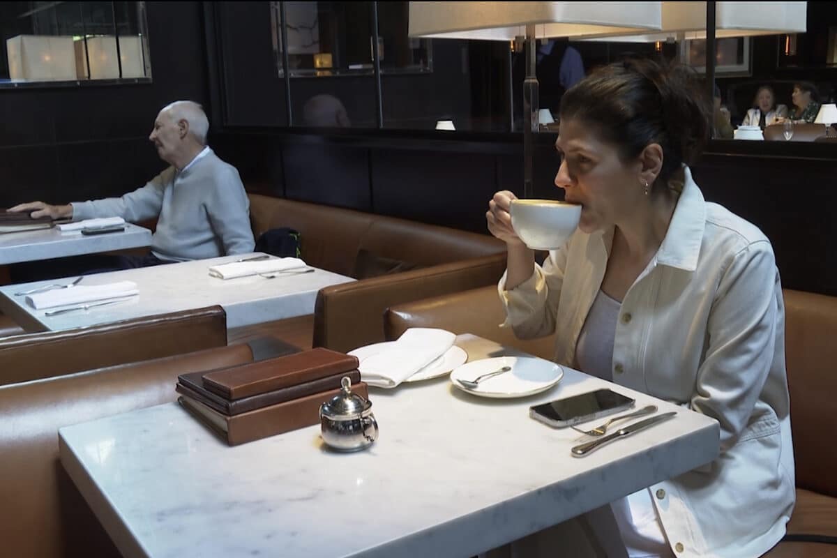 scientist and cancer researcher, eats lunch alone at Spruce, an upscale restaurant in San Francisco