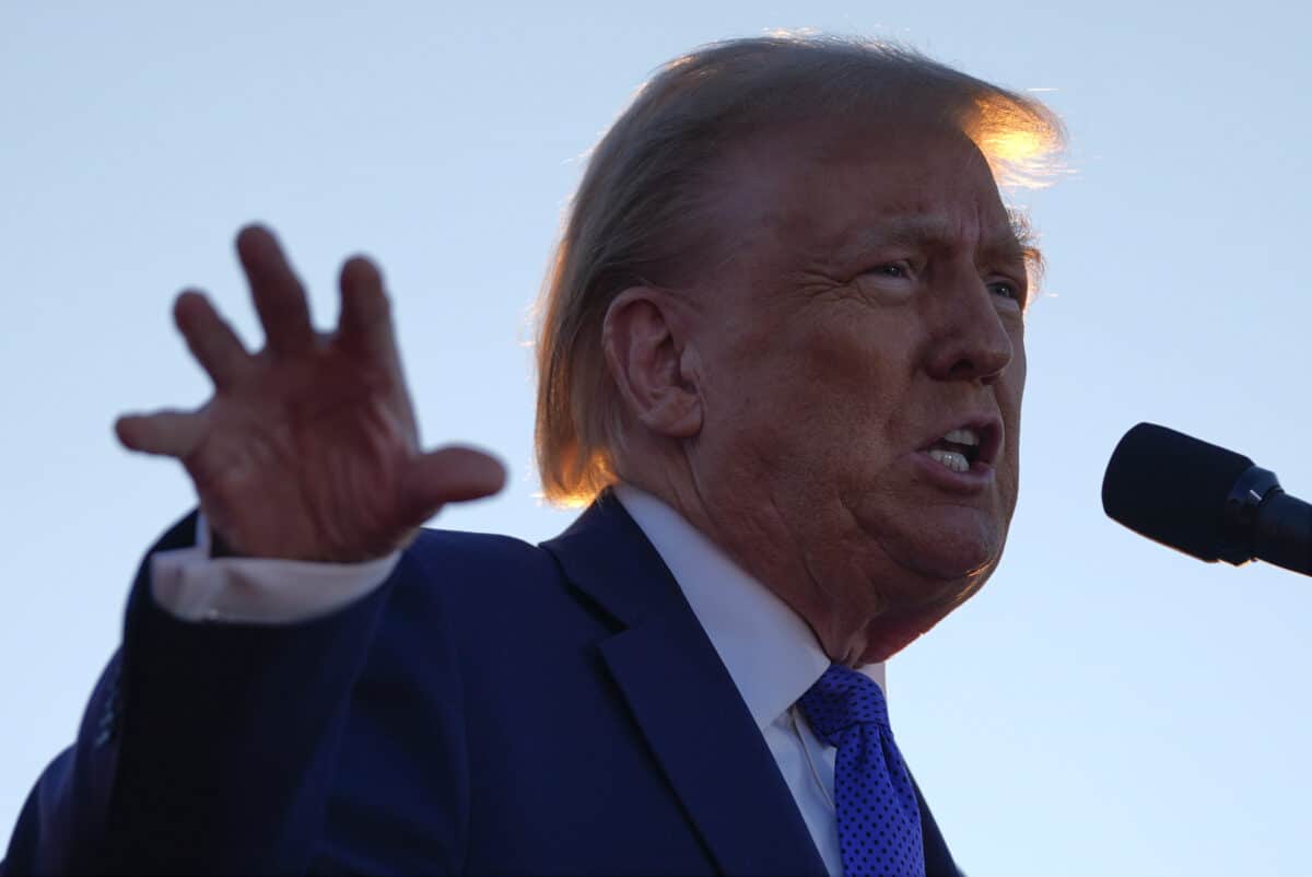 Republican presidential nominee former President Donald Trump speaks during a campaign rally at Arnold Palmer Regional Airport, Saturday, Oct. 19, 2024, in Latrobe, Pa.