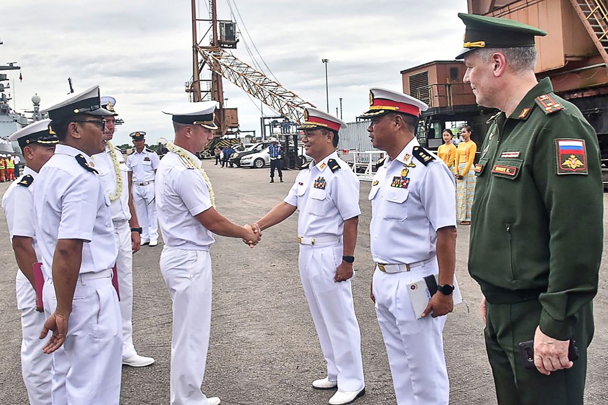 Russian navy ships arrive in Myanmar for joint drills