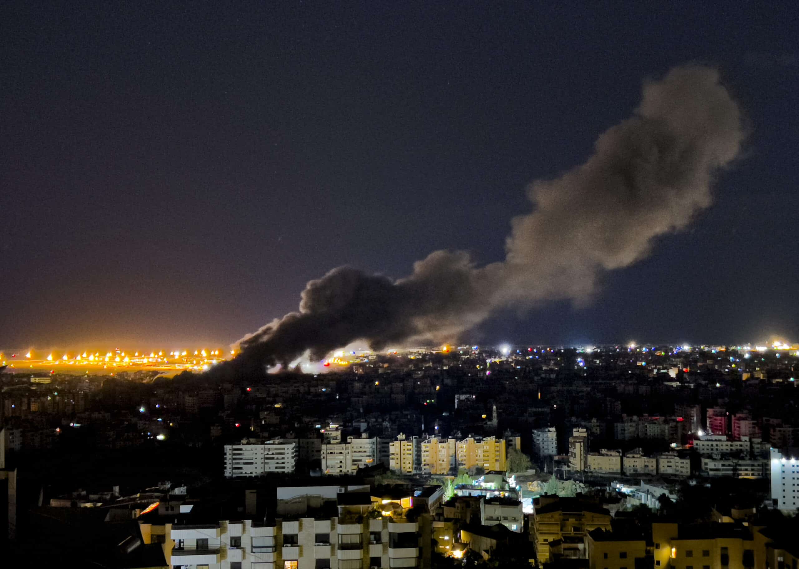 Smoke rises from an Israeli airstrike