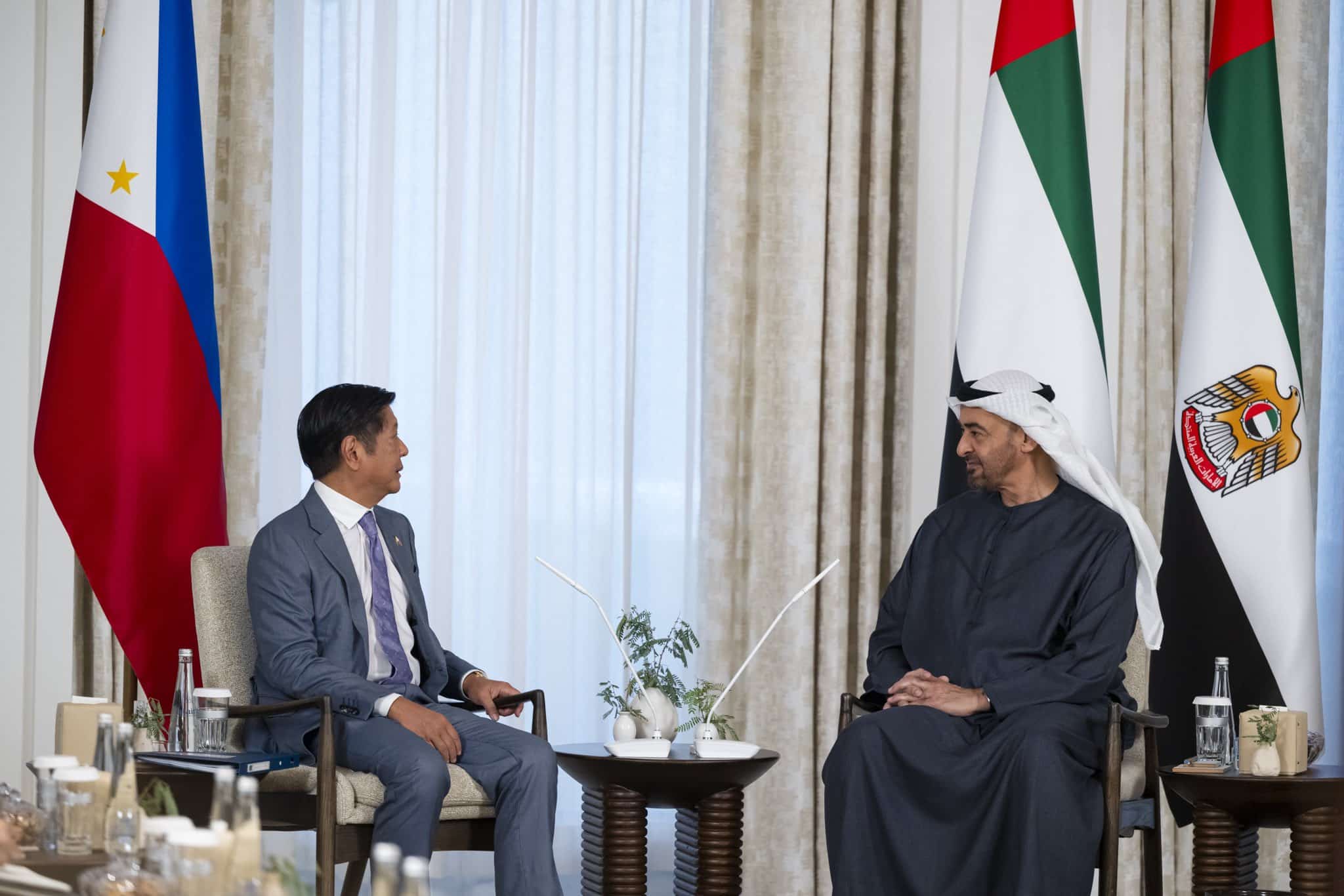 On November 26, 2024, President Ferdinand Marcos Jr. meets with United Arab Emirates (UAE) President Sheikh Mohammed bin Zayed Al Nahyan to discuss areas of cooperation across various sectors.