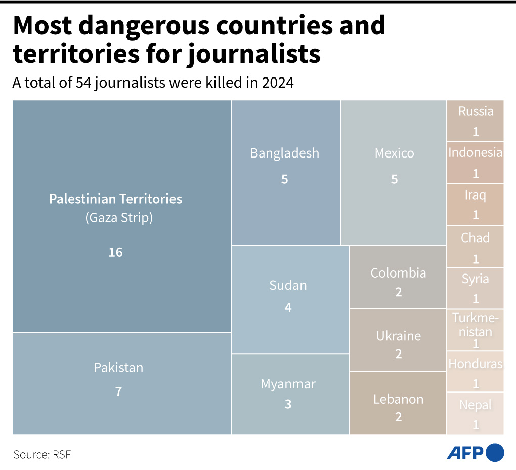 54 journalists killed in 2024, a third by Israel – media group