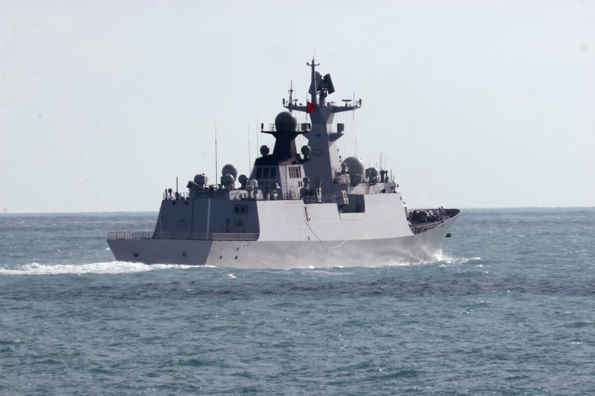 In this photo provided by the Australian Defense Force, the People's Liberation Army-Navy Jiangkai-class frigate Hengyang travels in the Torres Strait off Australia's coast, on Feb. 11, 2025.