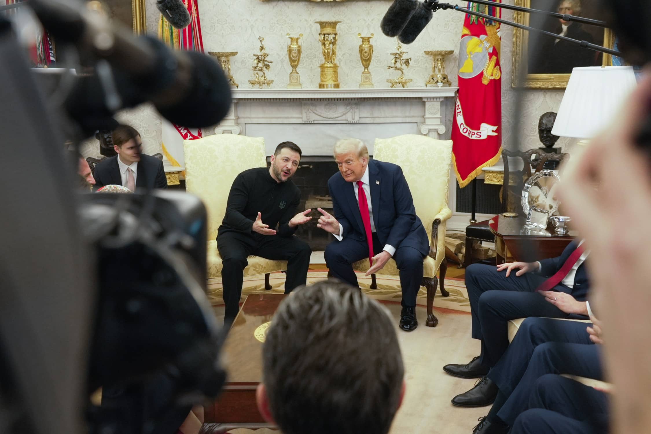 President Donald Trump, right, meets with Ukrainian President Volodymyr Zelenskyy in the Oval Office at the White House, Friday, Feb. 28, 2025, in Washington.