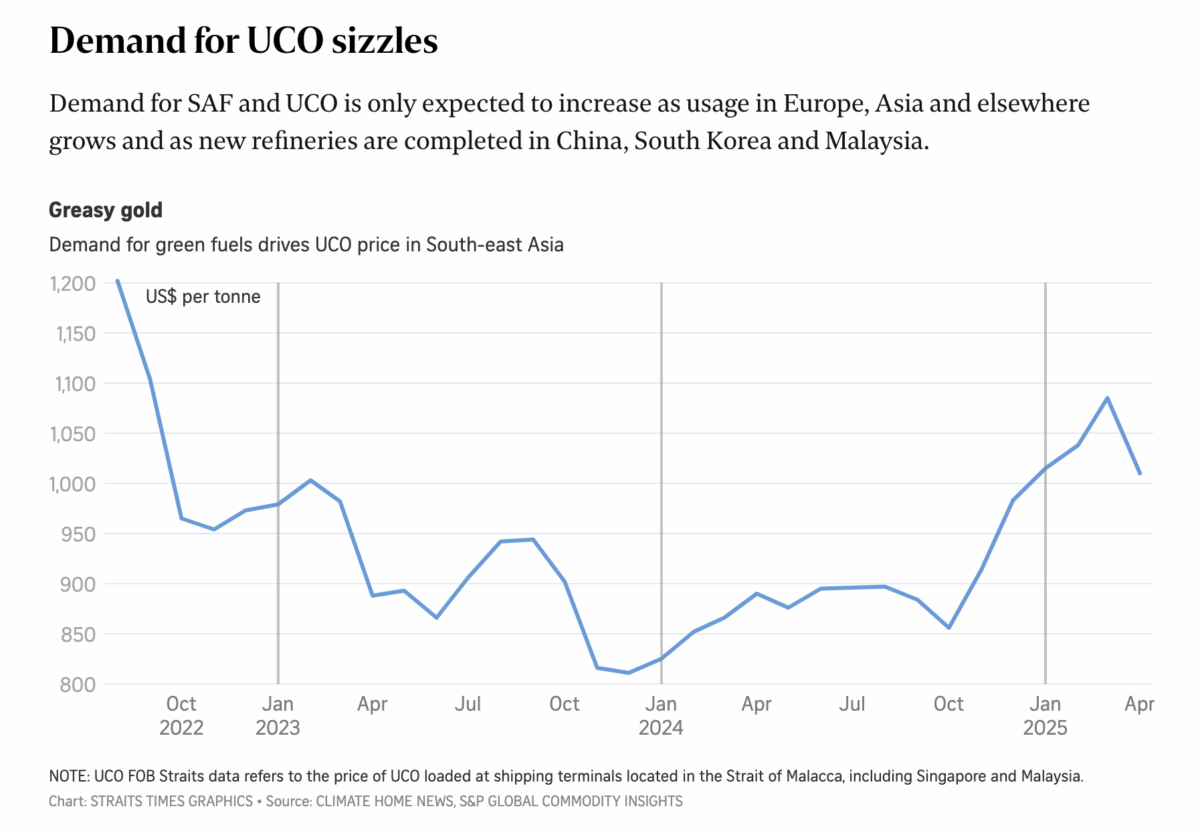 Turbulence ahead: How used cooking oil could hinder aviation’s green fuel hopes